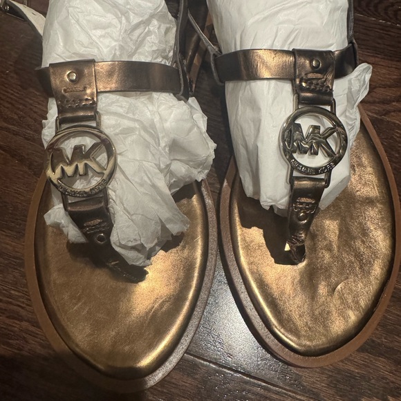 Michael Kors Sondra sandals in cocoa metallic leather-Size 7.5 - Picture 2 of 9